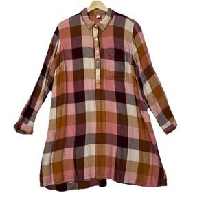 Old Navy Shirt Dress Womens XL Colorful Popover Check Fall Preppy Country Skate